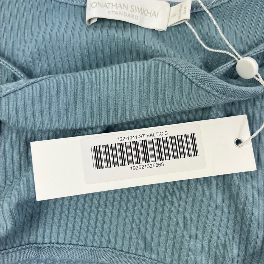 NWOT Jonathan Simkhai Maisha Shaping Rib Long Sleeve Cutout Midi Dress in Baltic - Picture 8 of 11